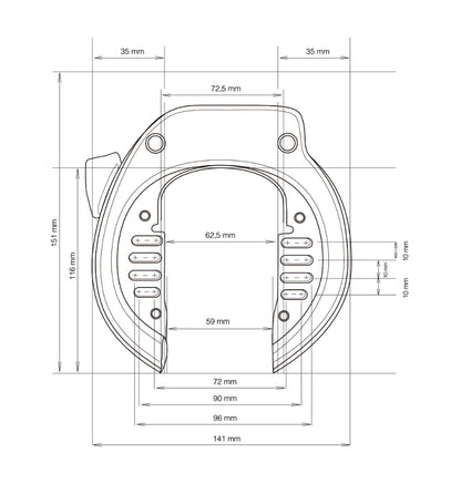 Ringlås fra YWS - bred model. Plug-in - Forsikringsgodkendt